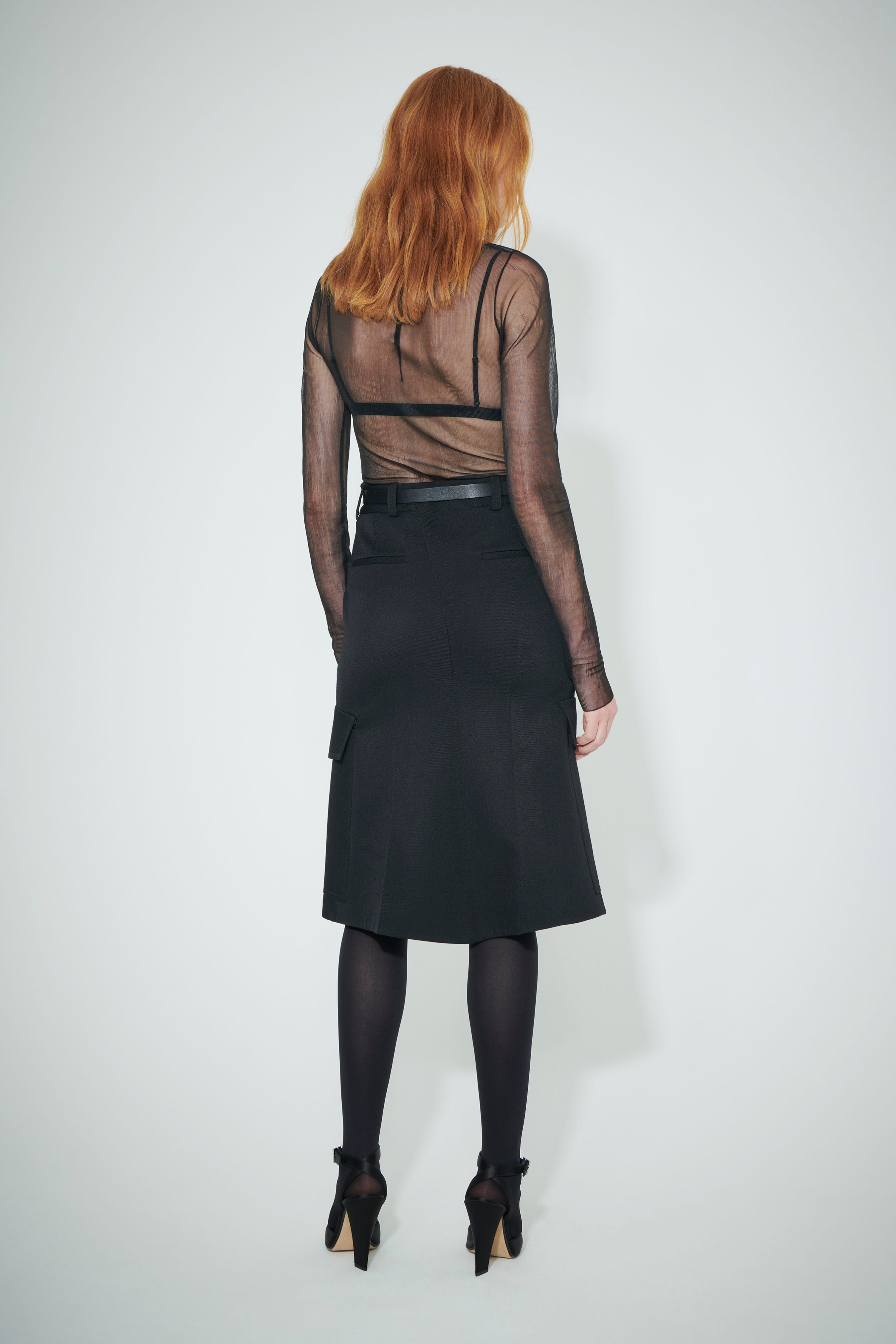 Tailored Utility Skirt in Black - 4