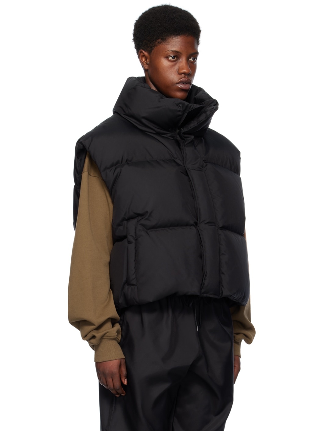 Black Oversize Down Vest - 2