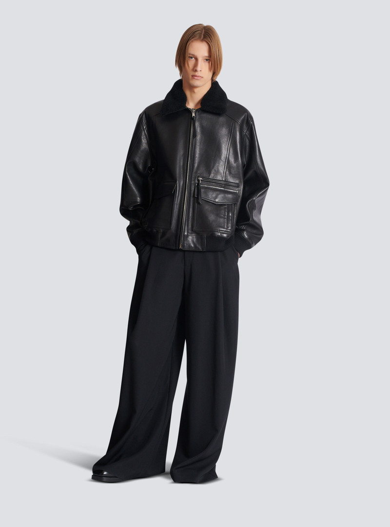 Balmain Lambskin aviator bomber jacket outlook