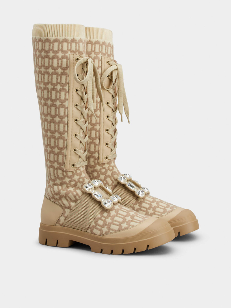 Walky Viv' Strass Buckle Socks Boots in Fabric and Leather 2