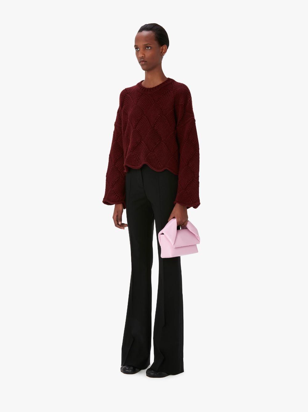 basket-weave cropped jumper - 4