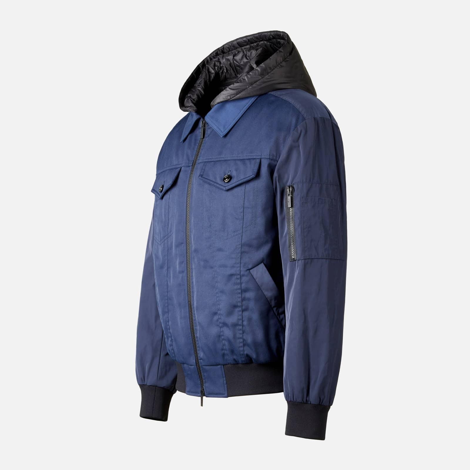 Bomber Jacket with Hood Blue Black - 9