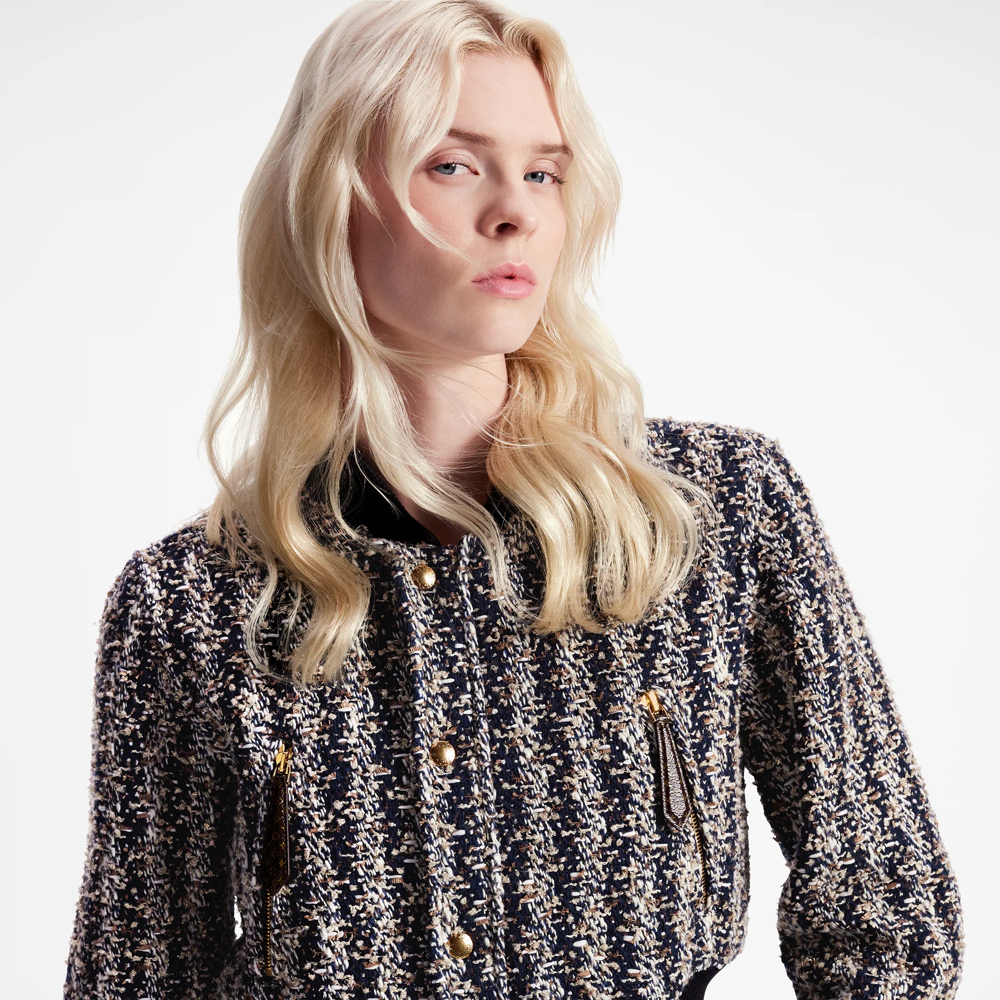 Lurex Tweed Cropped Bomber Jacket - 2