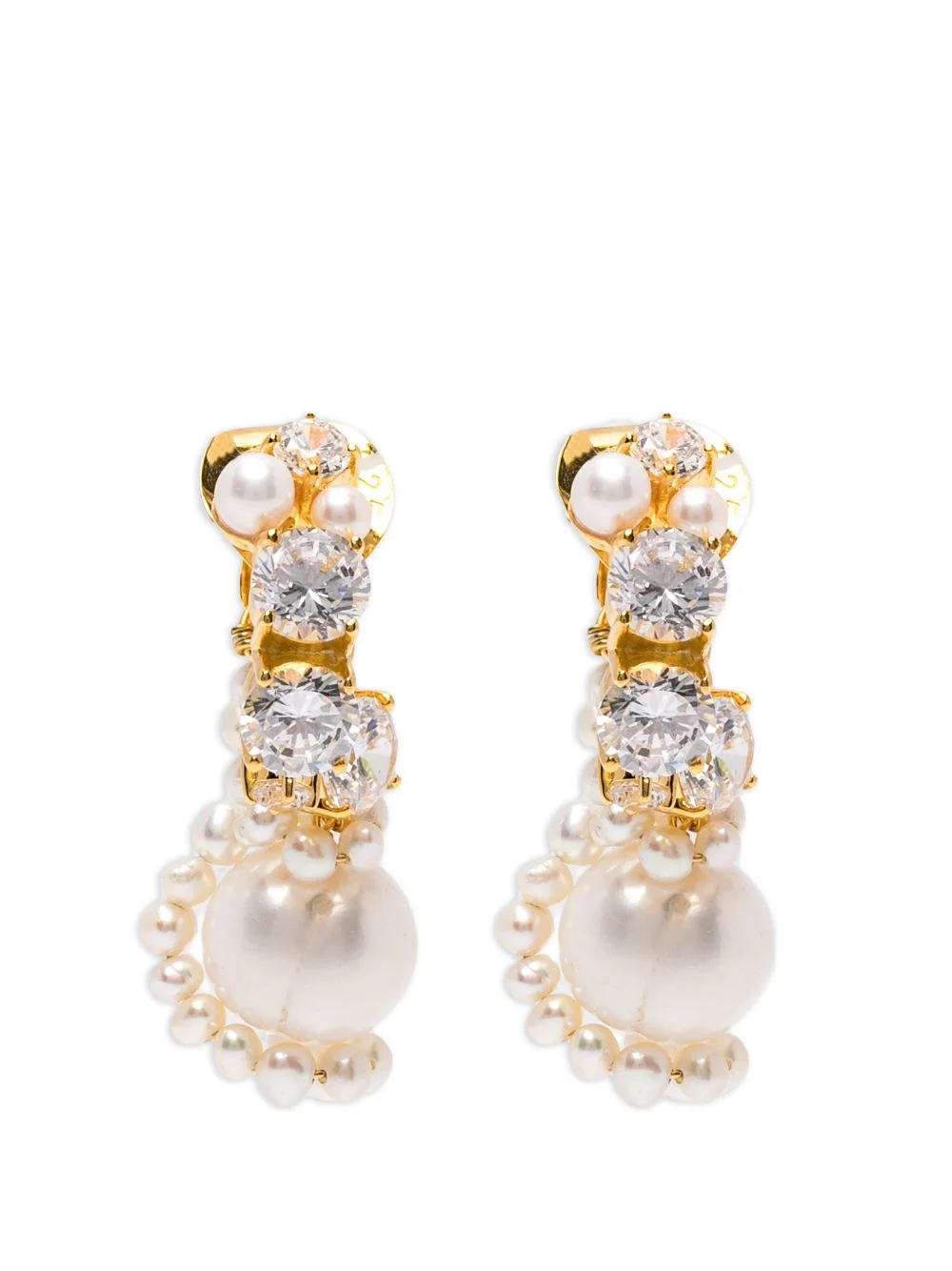 pearl zirconium earrings - 1
