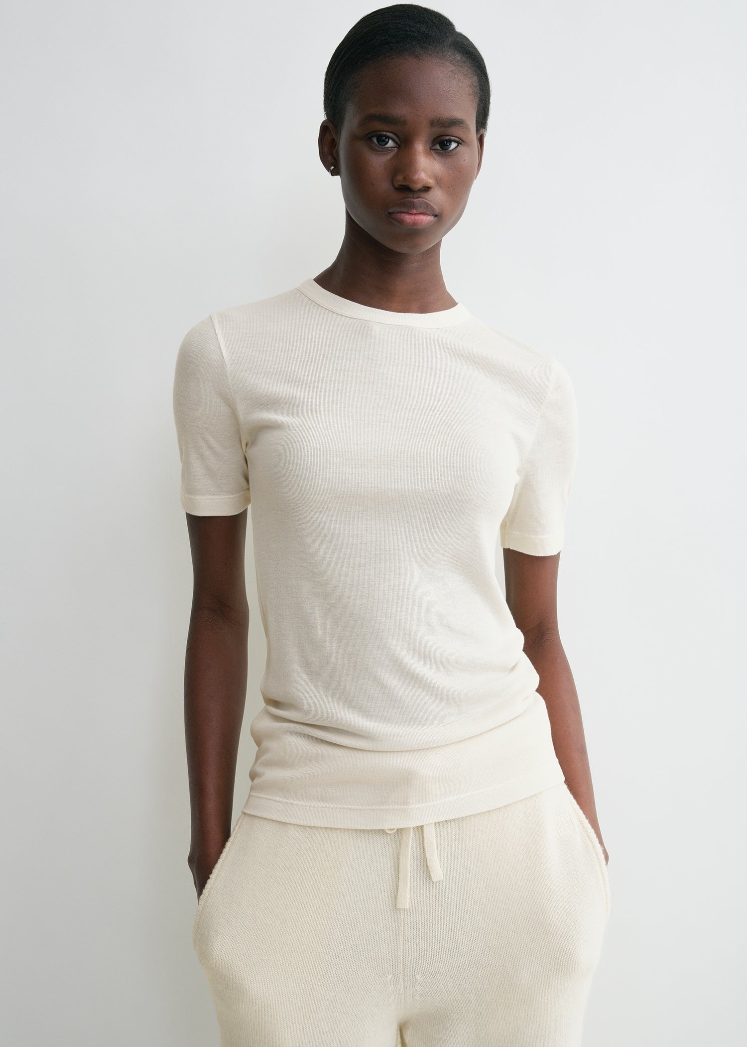 Classic rib tee winter white - 3