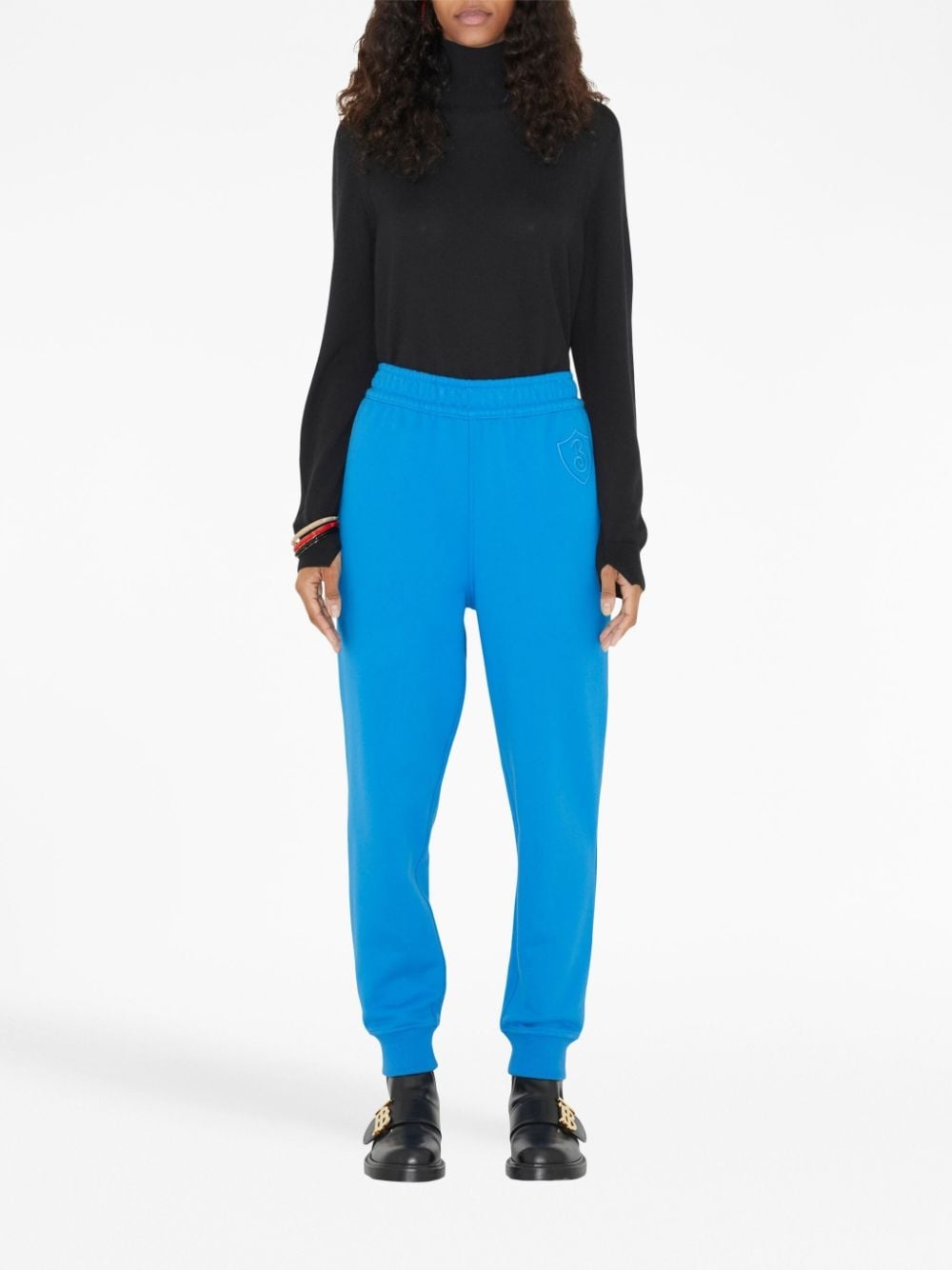 embroidered-letter motif cotton track pants - 5
