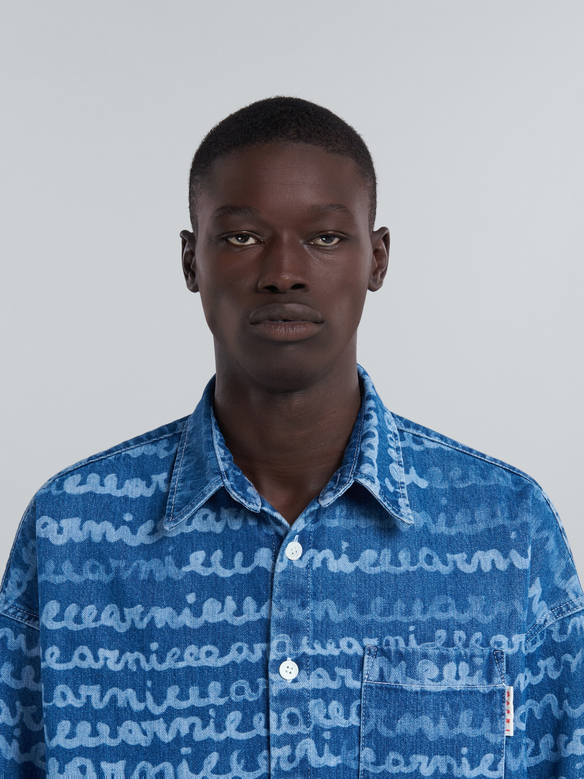 DENIM SPORTS SHIRT WITH MAREMARNI PRINT - 4