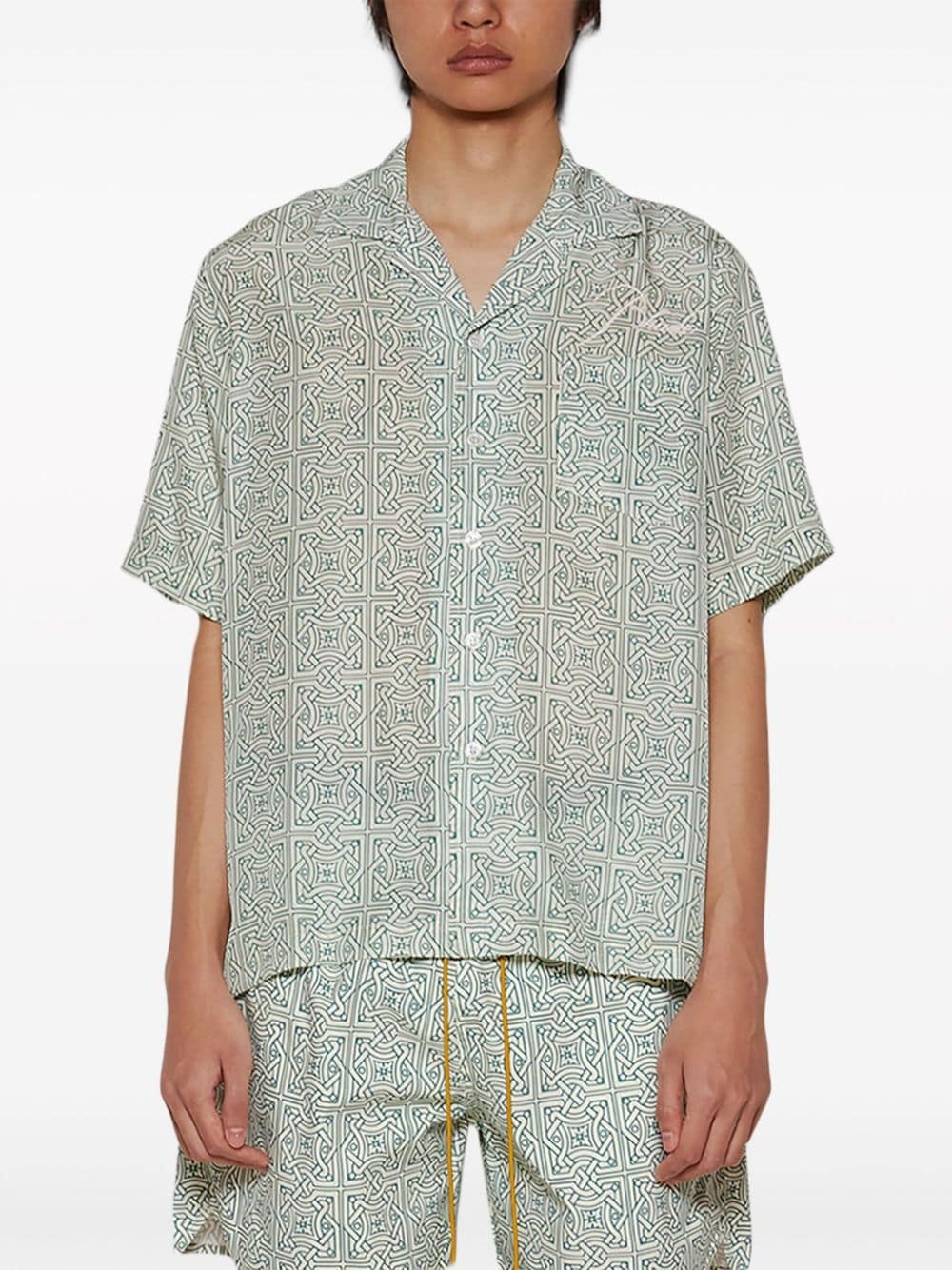 Cravat geometric-print silk shirt - 3