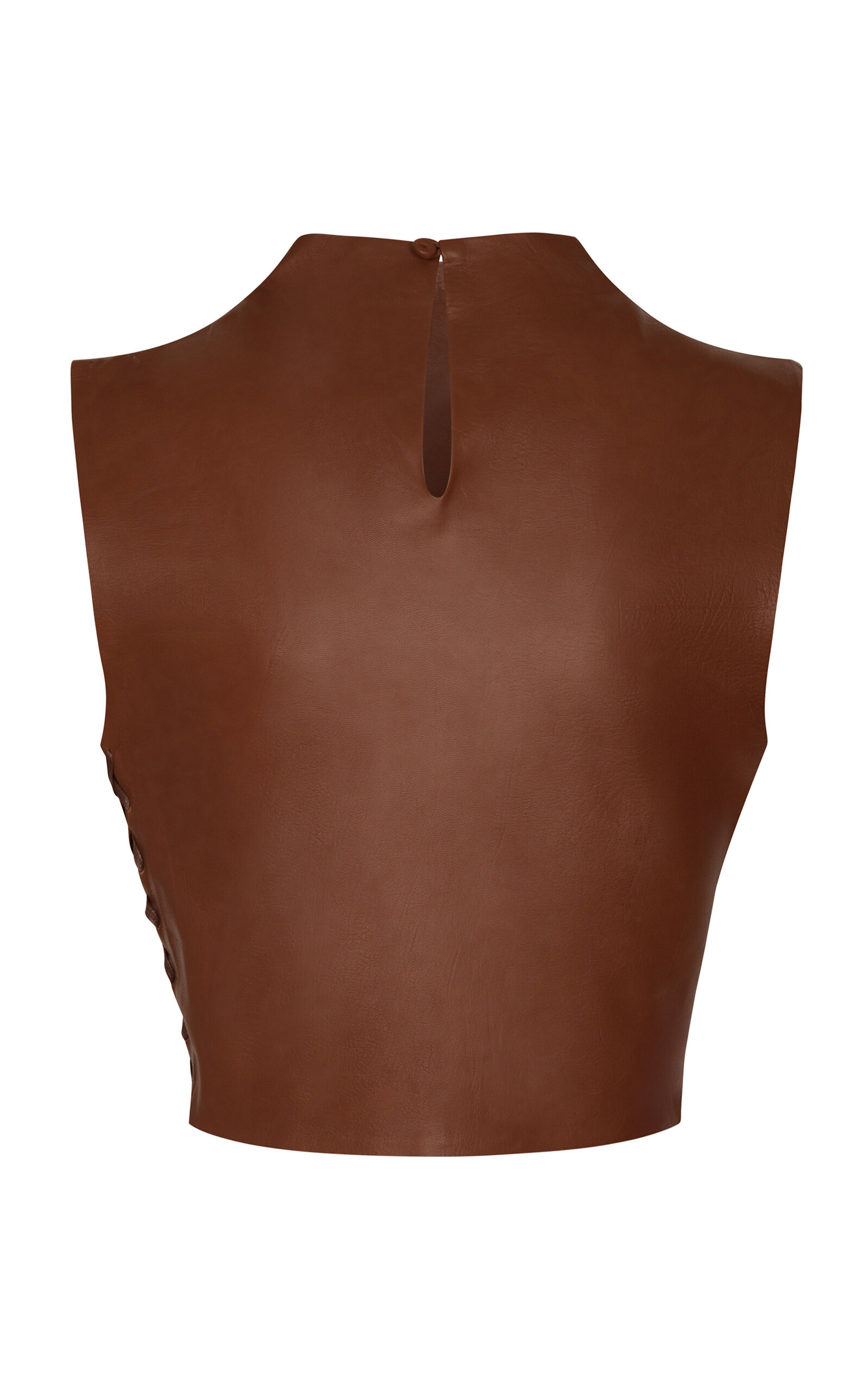 Recuerdame Gathered Leather Top brown - 6