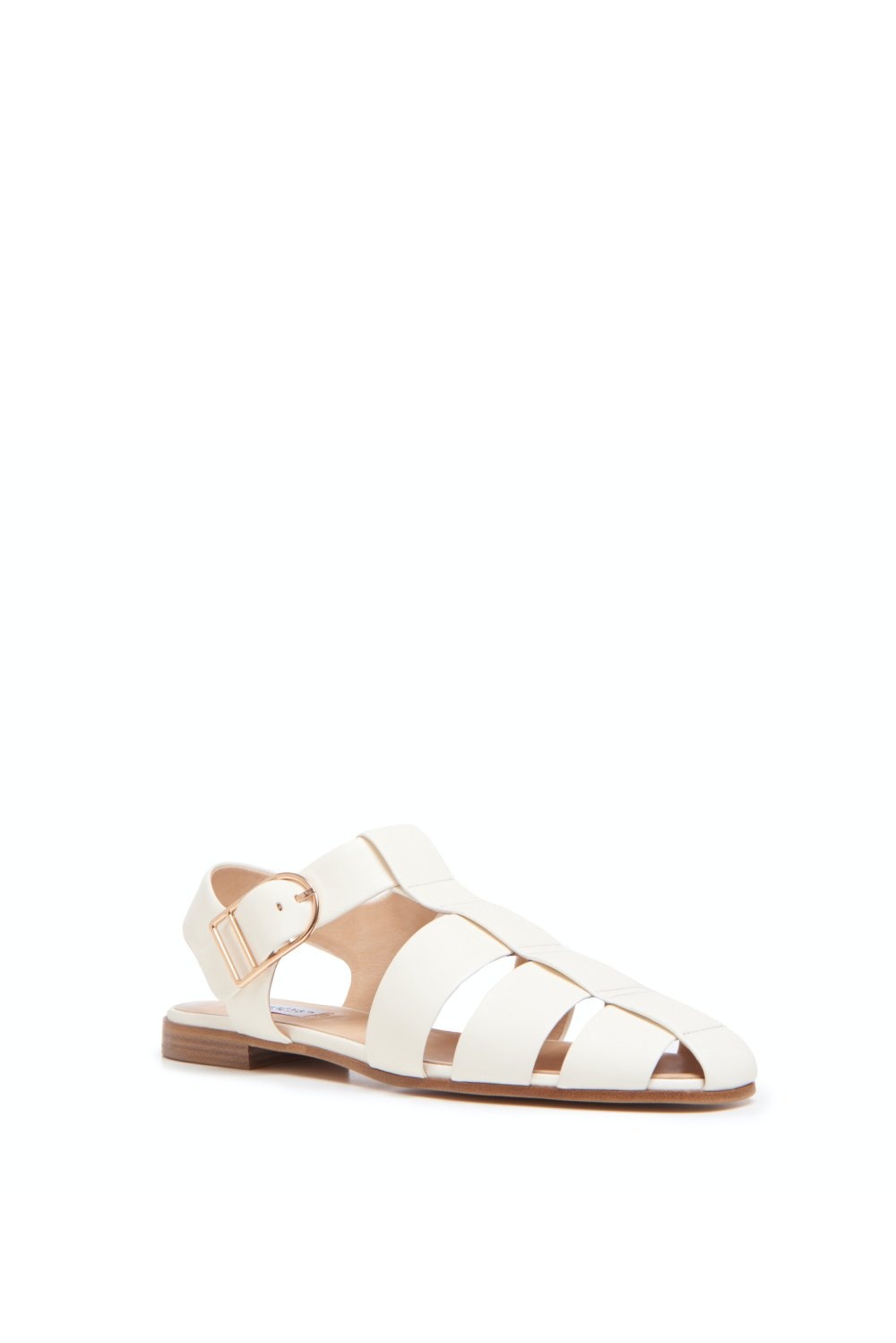 Lynn Flat Sandal in Cream Leather - 2