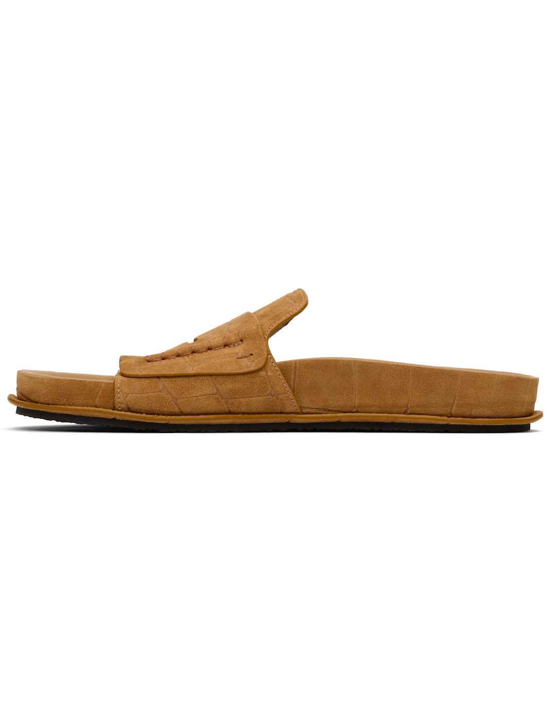 Tan Suede Loafer Sandals - 3
