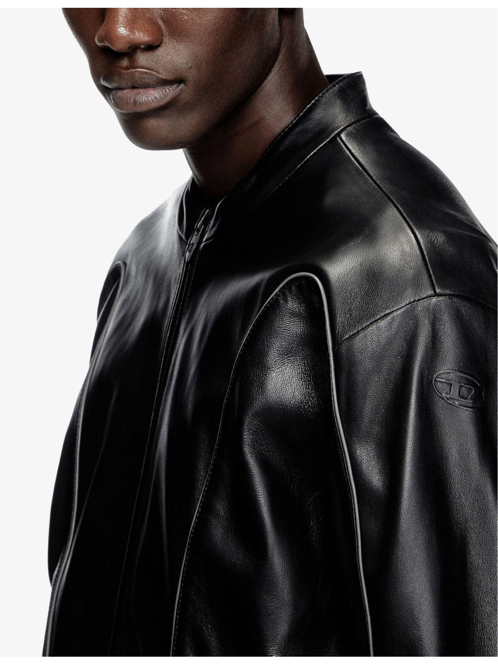 L-Krixy Brand-Embossed Regular-Fit Leather Jacket - 5