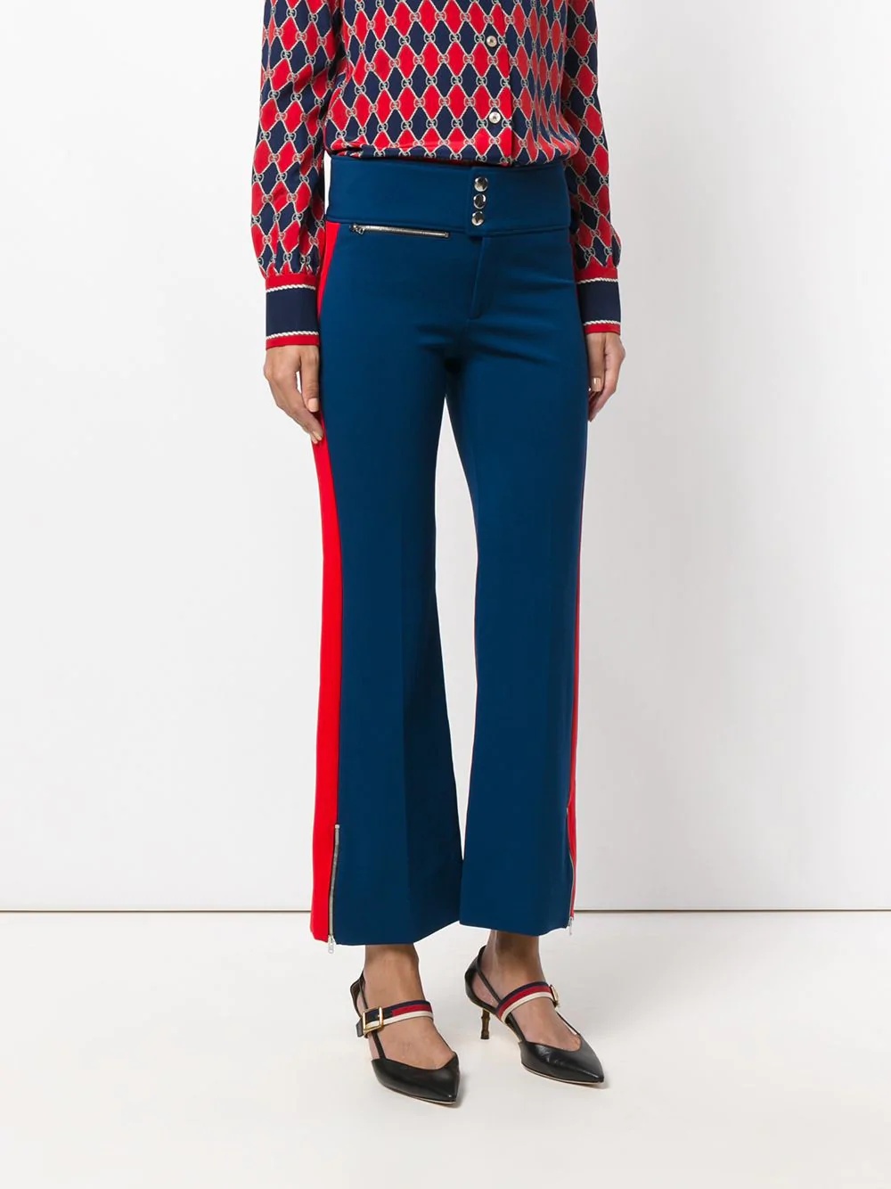 side stripe flared trousers - 3