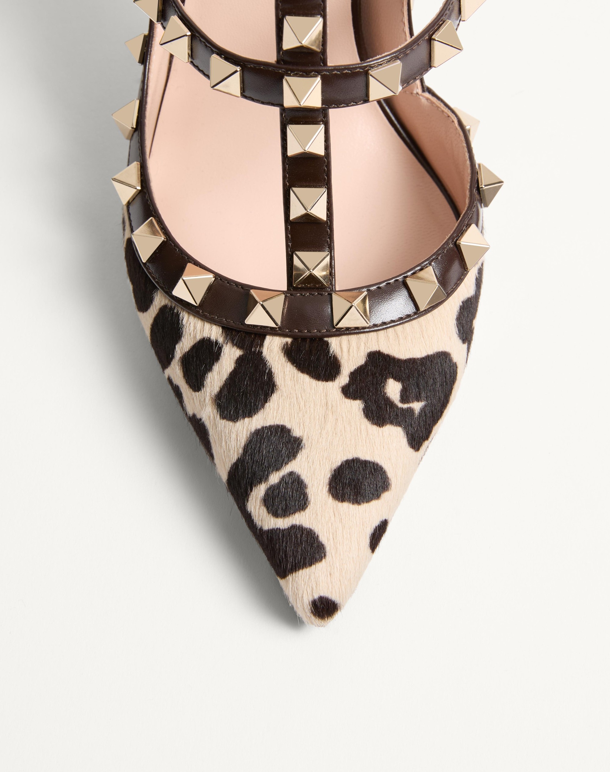 ROCKSTUD PUMPS WITH STRAPS IN PONY-EFFECT CALFSKIN 100MM - 6