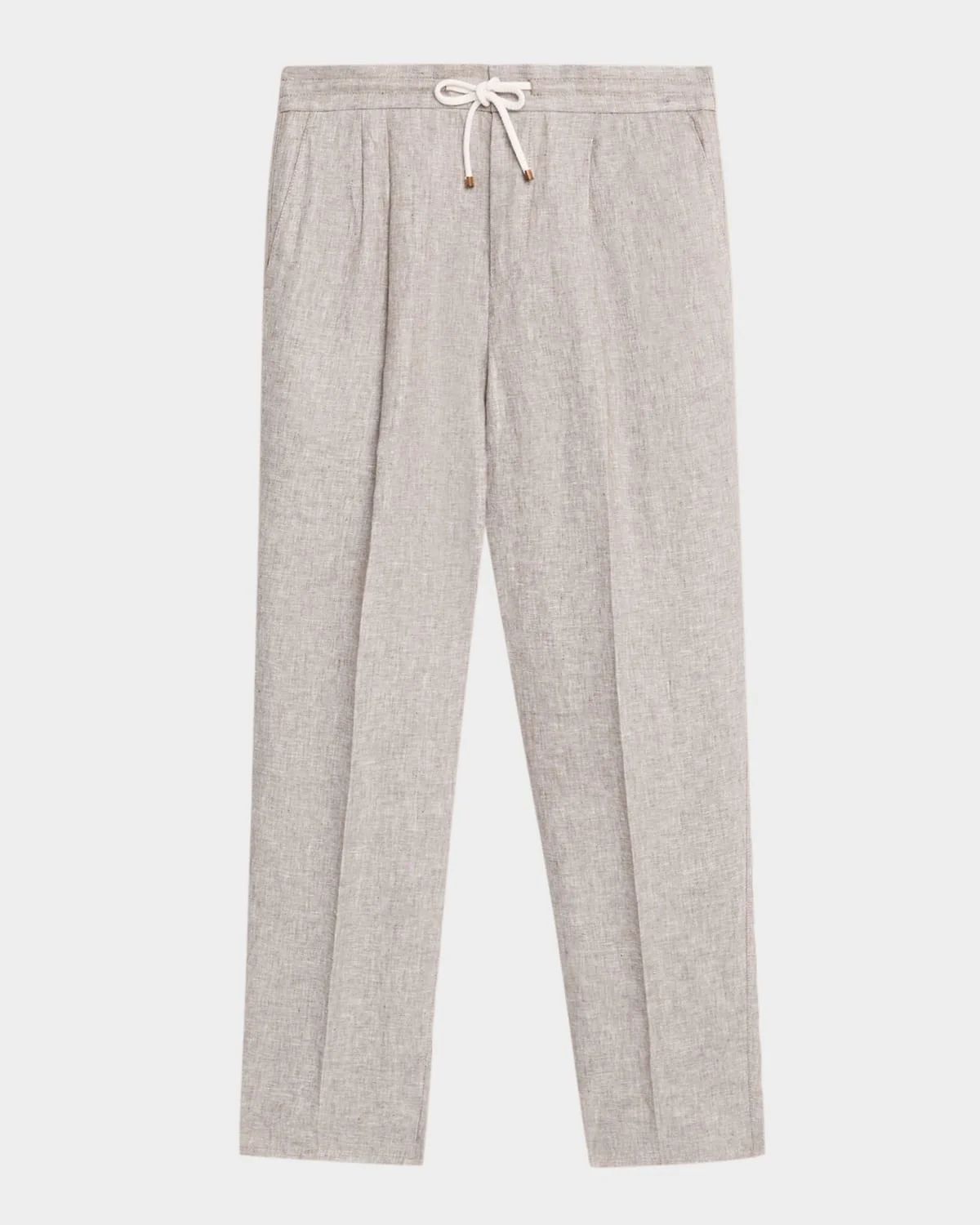 Men's Double-Pleated Linen Drawstring Pants - 1