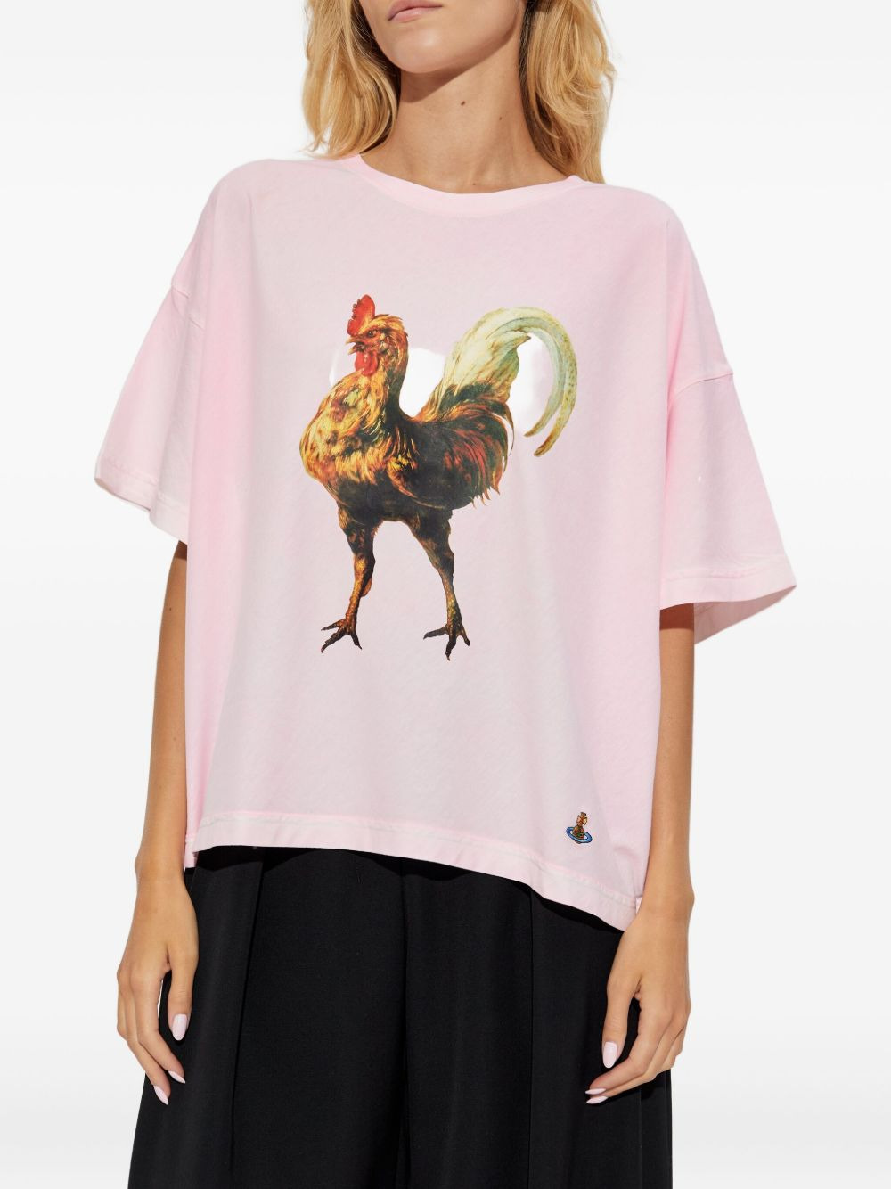 rooster-print T-shirt - 3