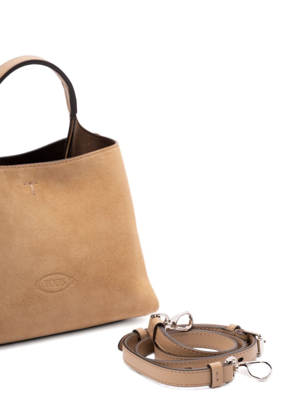 top-handle suede tote bag - 5