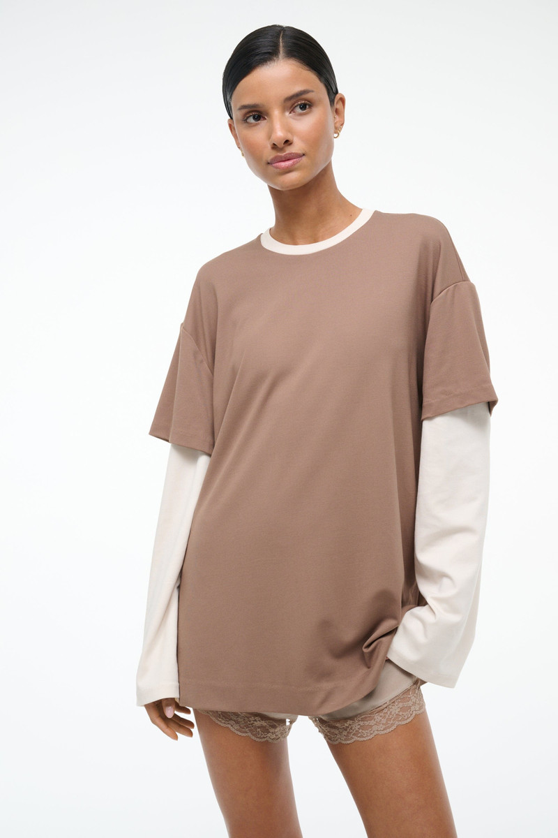 STAUD WILLIAM TEE TAUPE/ECRU 1