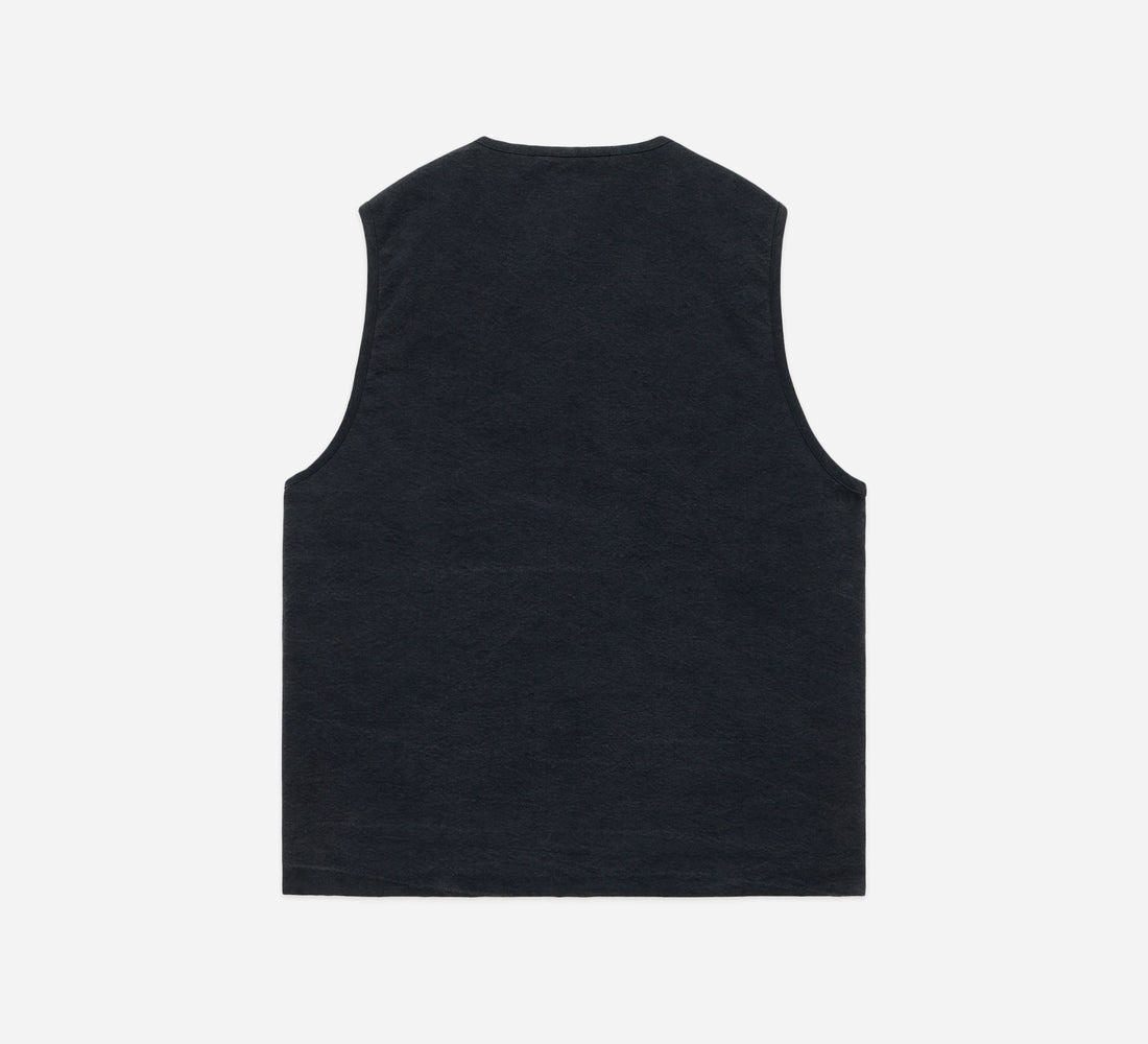 Reversible Work Vest - Black Canvas/Ecru Wool Sherpa - 4