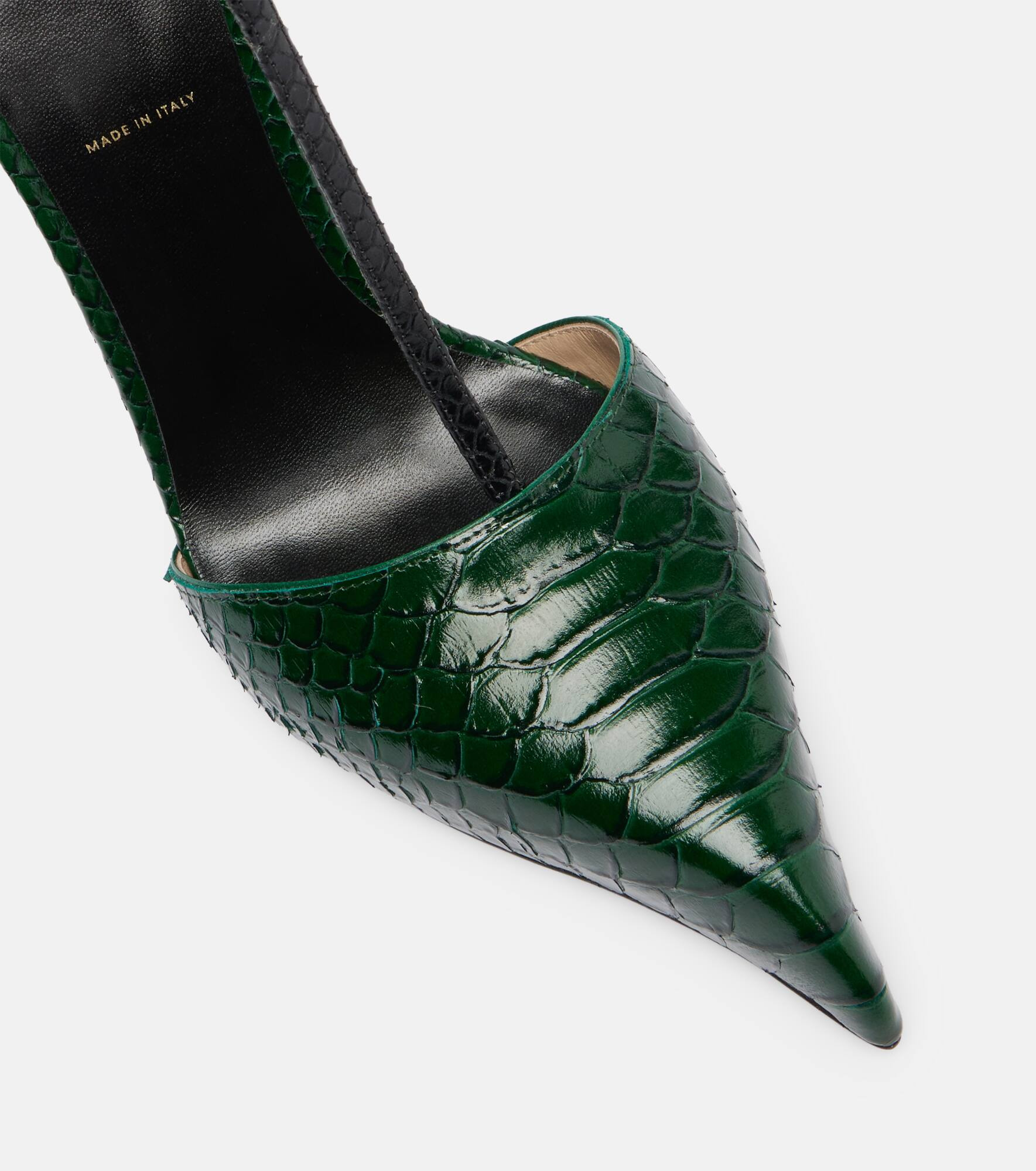 Snake-effect leather pumps - 5