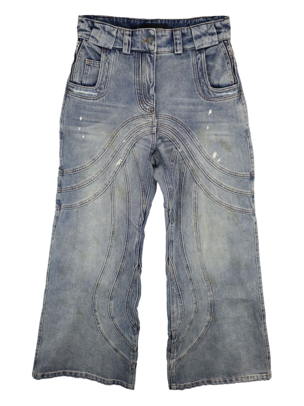 wave-pattern jeans - 1