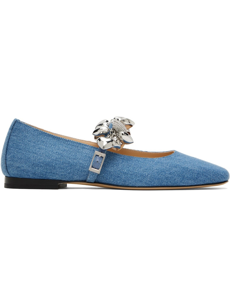 Blue Puffy Heart Square Toe Ballerina Flats 1