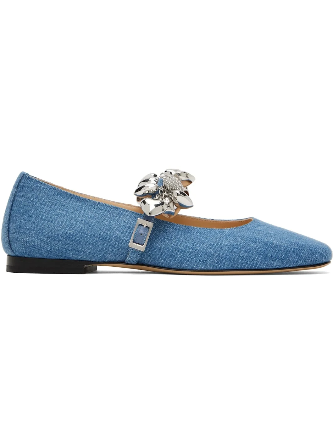 Blue Puffy Heart Square Toe Ballerina Flats - 1