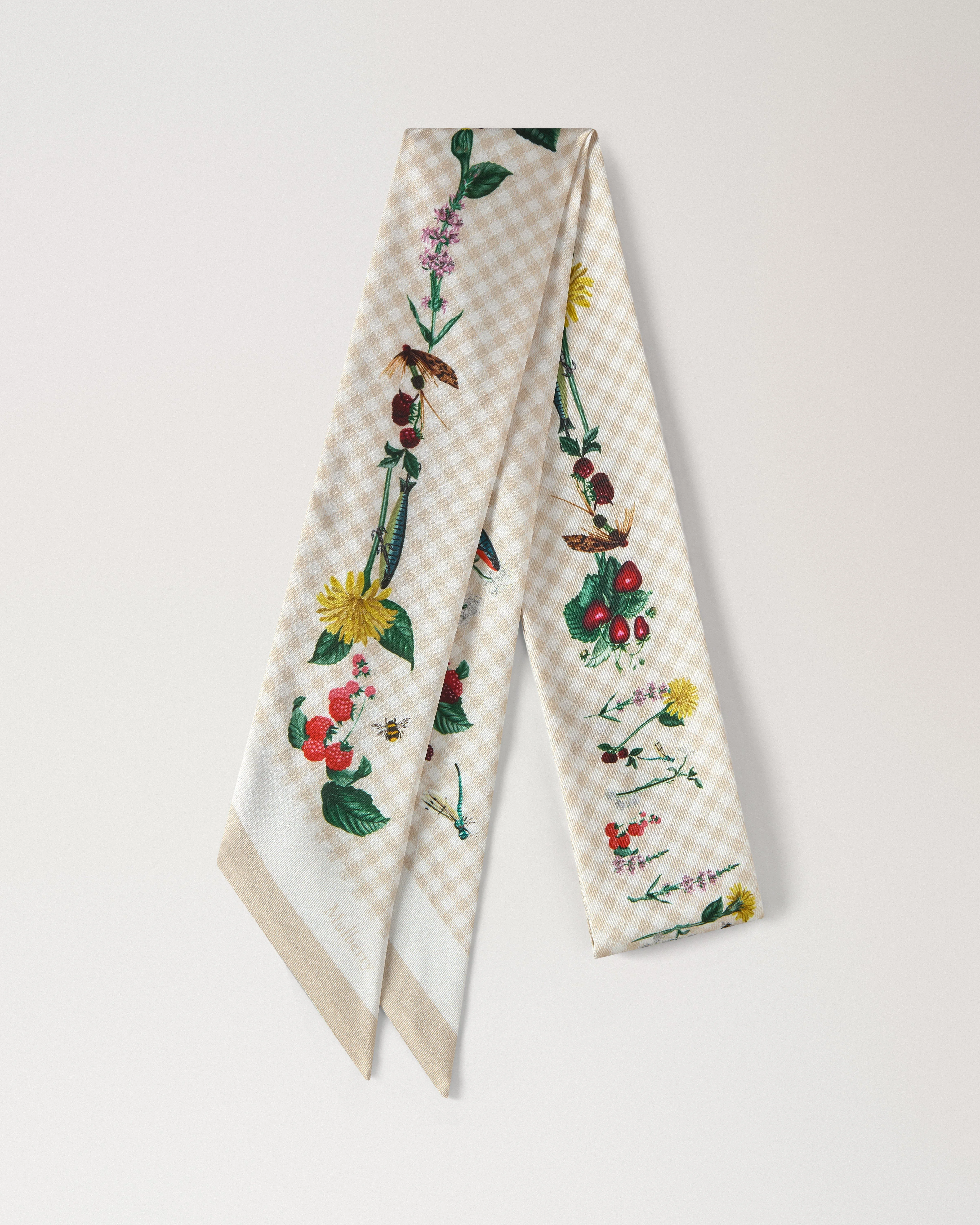 Skinny Scarf - Riverside Floral Eggshell Recycled Polyester - 1