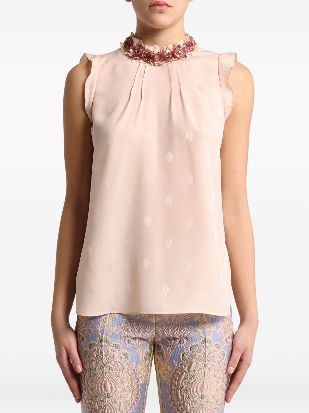 embellished silk top - 2
