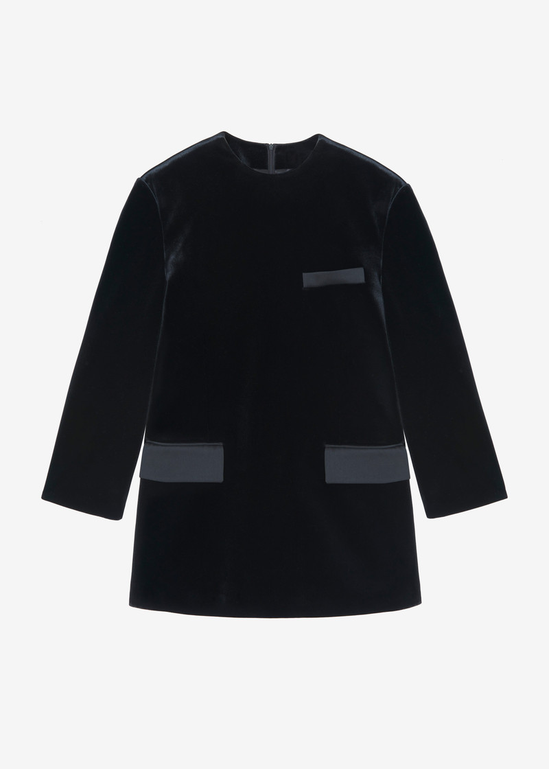 Madison Mini Velvet Dress - Black 1