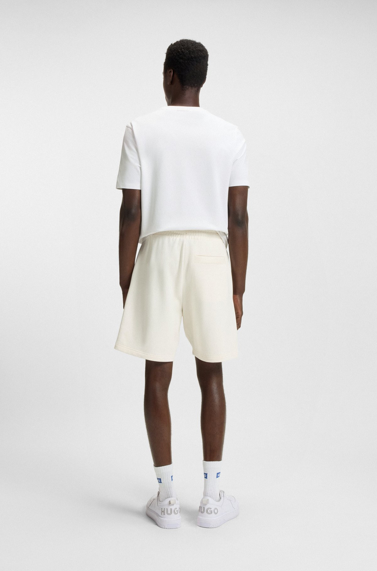 COTTON-TERRY SHORTS WITH HAPPY HUGO LOGO - 5