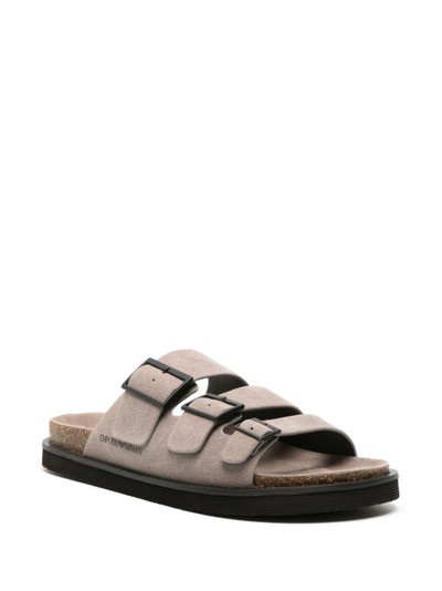 EMPORIO ARMANI debossed-logo suede sandals outlook