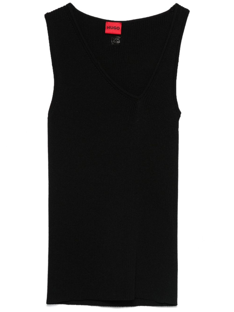 sleeveless asymmetric V-neck knitted top 1