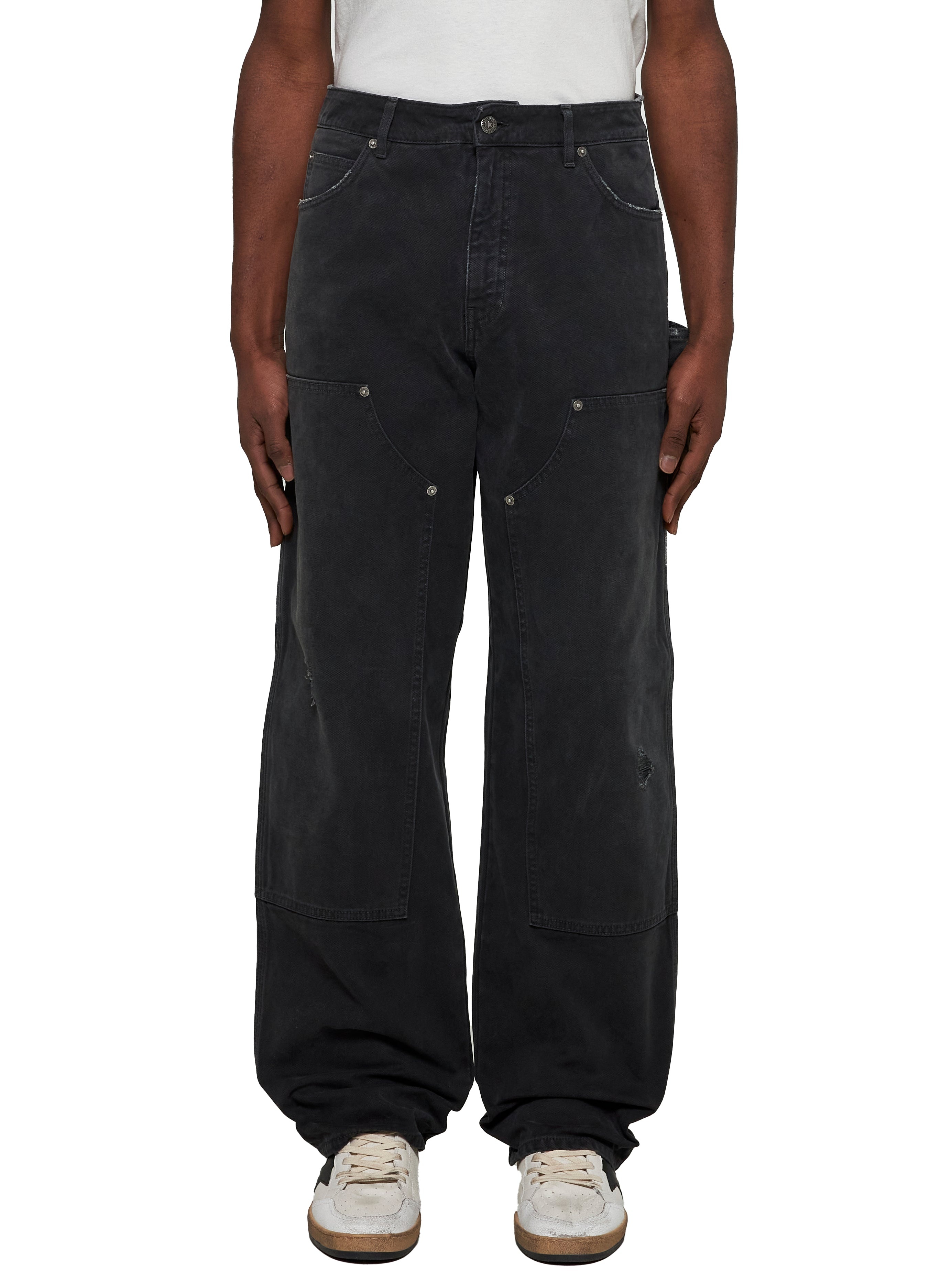 Black denim jeans with patches - 3