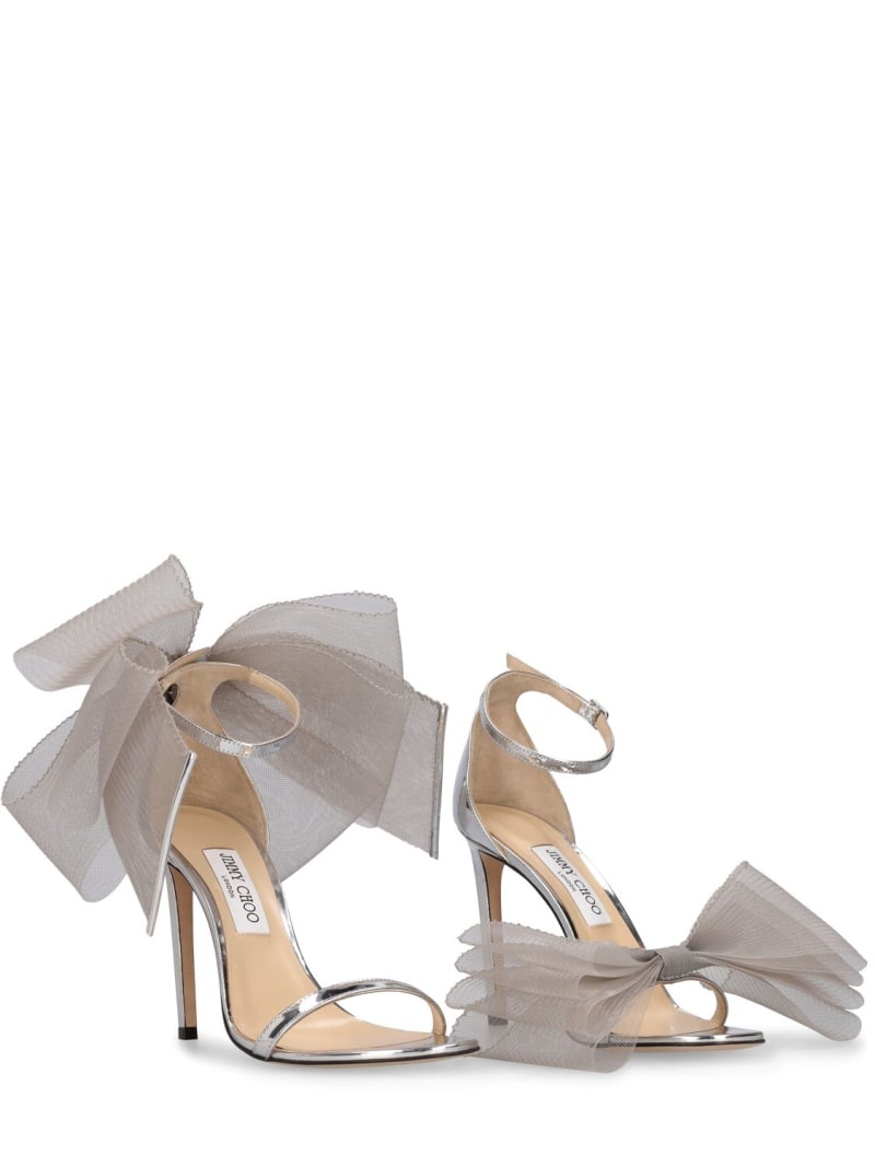 100mm Aveline metallic sandals w/ bow - 2