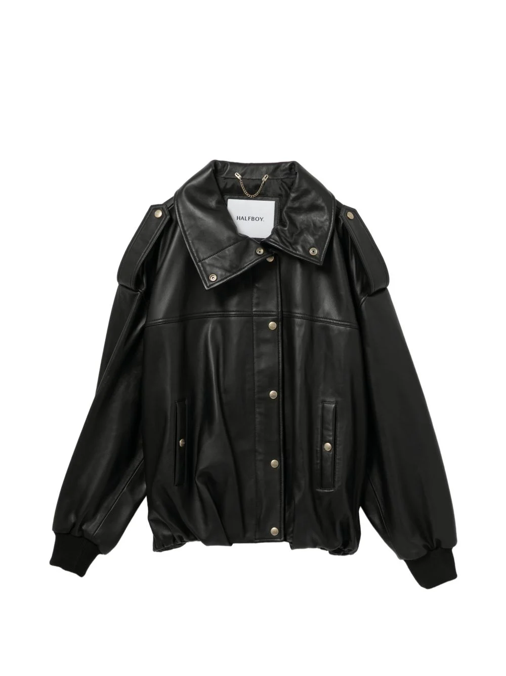 snap-button leather jacket - 1