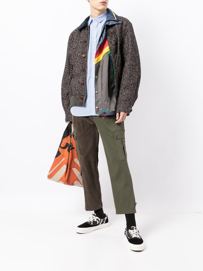 Kolor asymmetric patchwork-layered jacket outlook