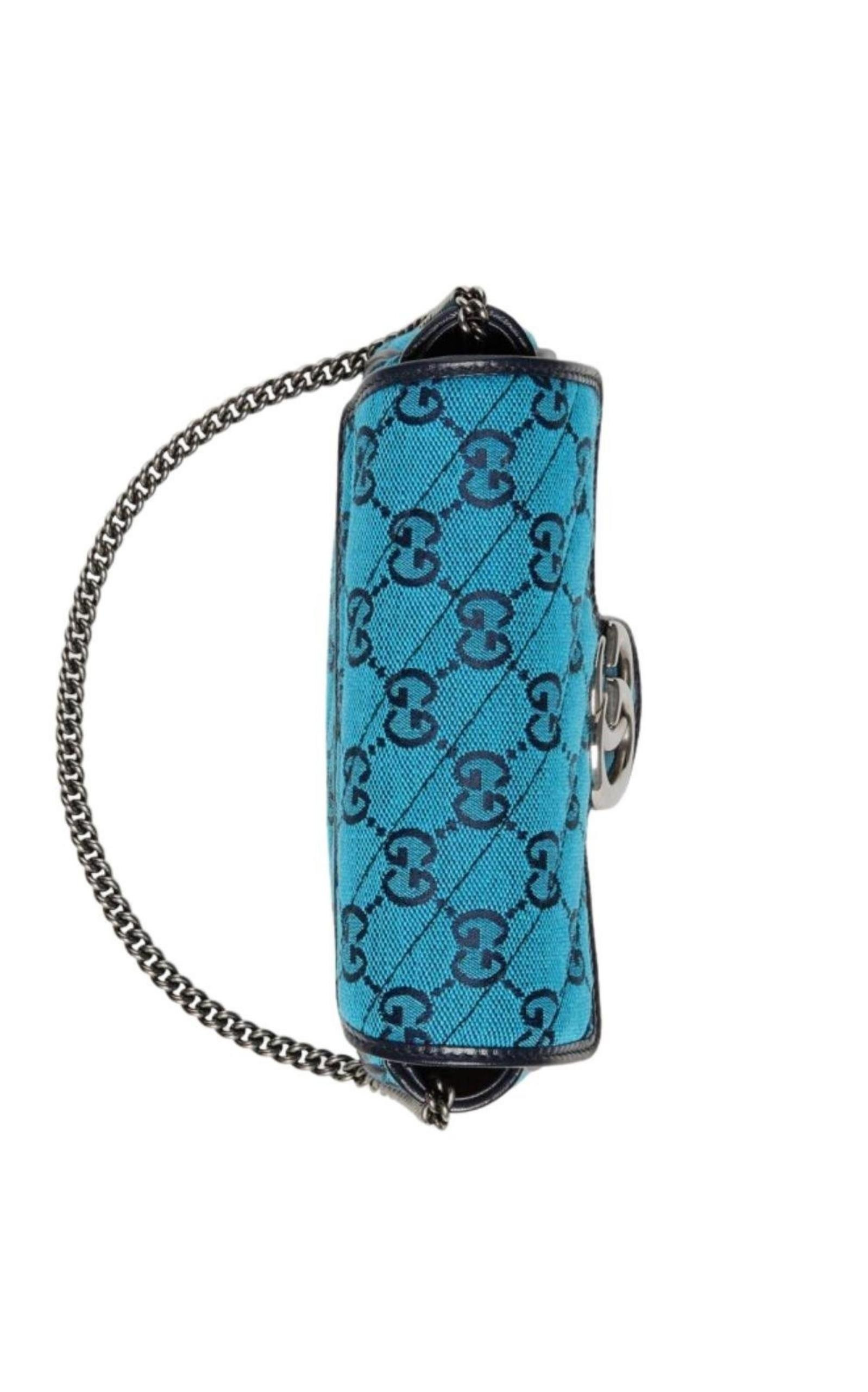 Blue GG Marmont Blue Super Mini Bag - 8