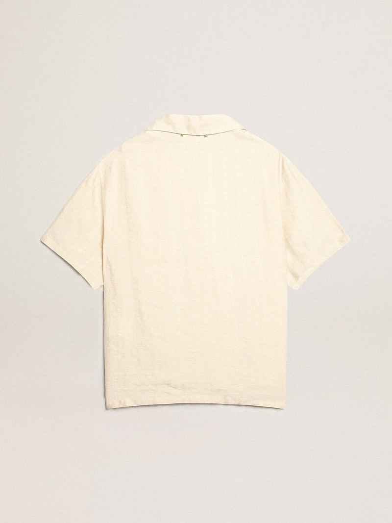 Short-sleeved shirt in parchment-colored linen 6