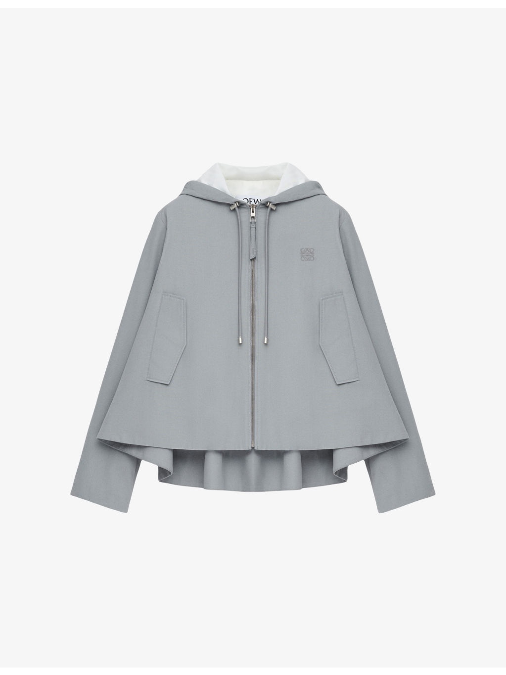 Anagram-Embroidery Hooded Trapeze Cotton-Blend Jacket - 1
