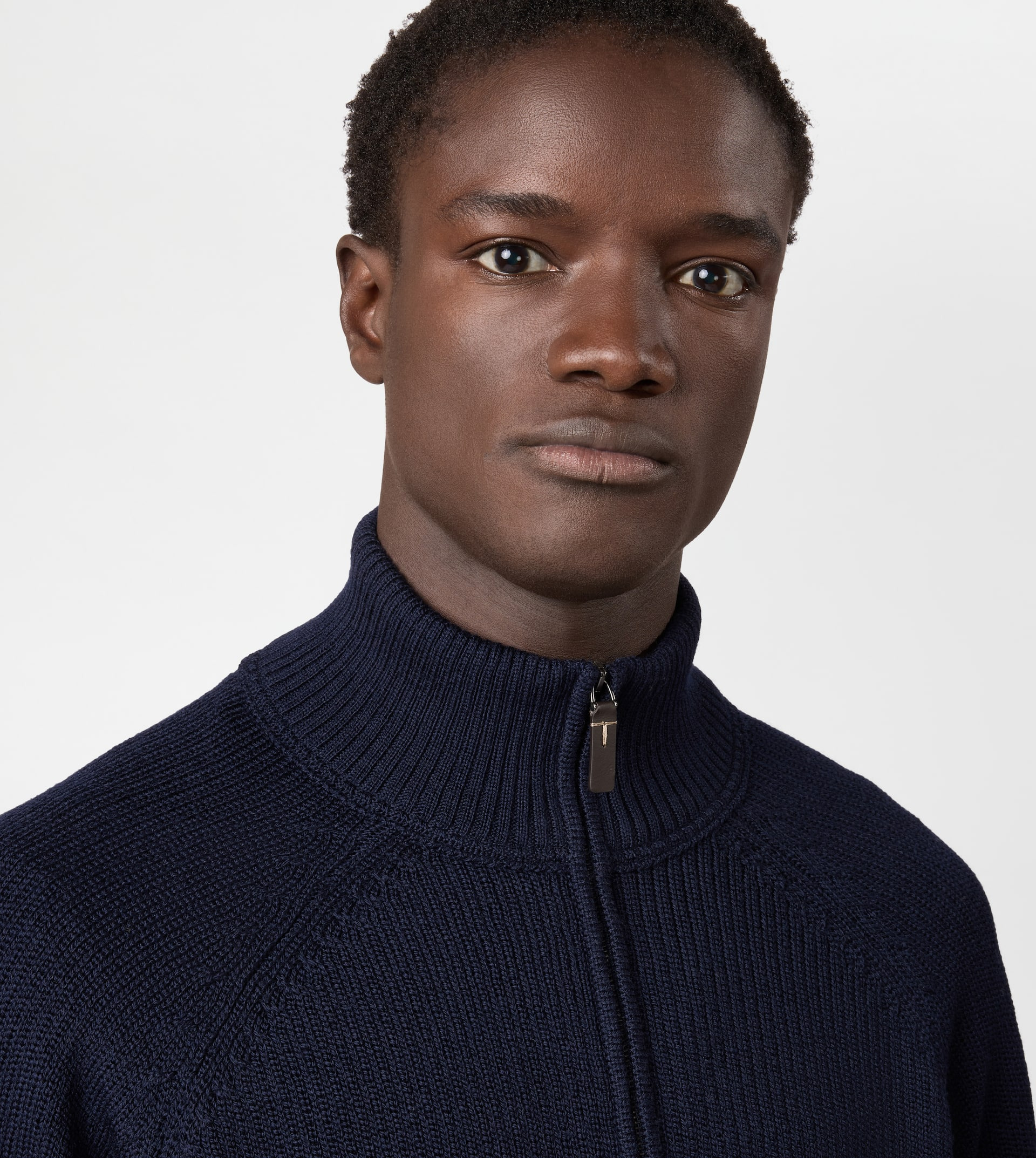 HALF ZIP PULLOVER IN MERINO WOOL - BLUE - 4