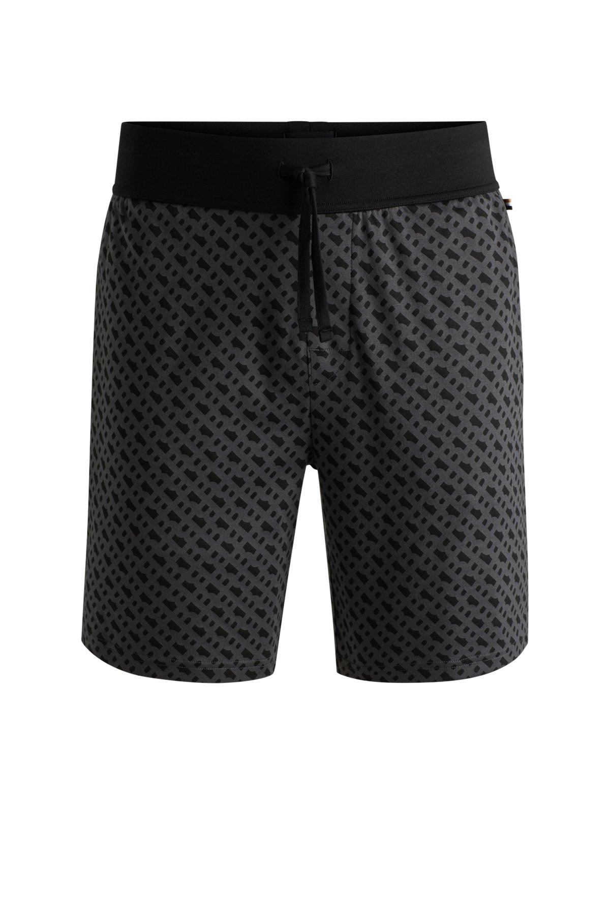INTERLOCK-COTTON PAJAMA SHORTS WITH MONOGRAM PRINT - 1
