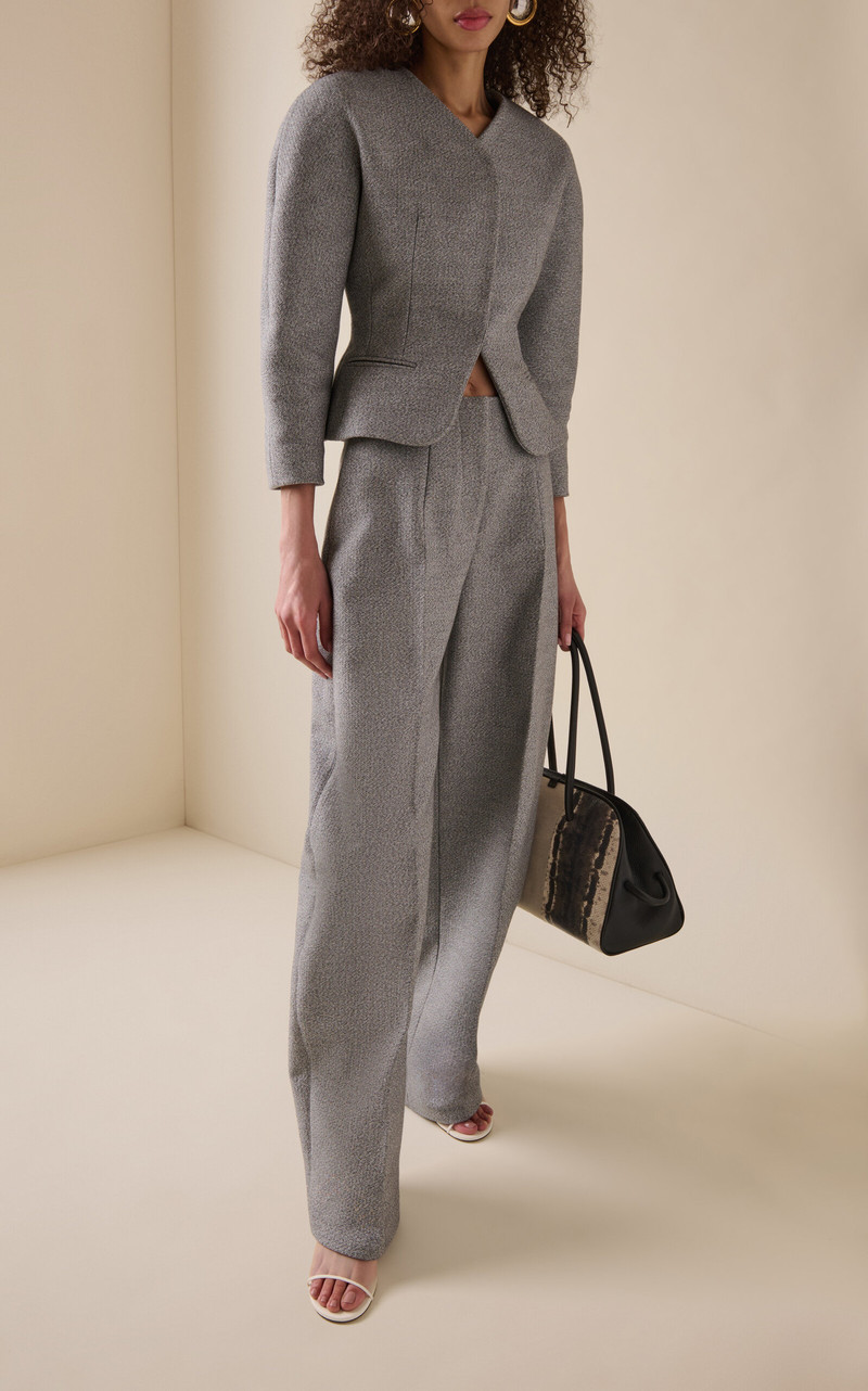 JACQUEMUS Curvo High-Rise Cotton-Blend Straight-Leg Pants grey outlook