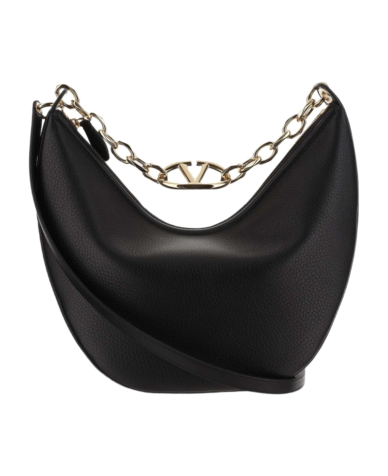 Vlogo Moon Bag Medium Hobo In Garnet Calfskin With Chain - 1