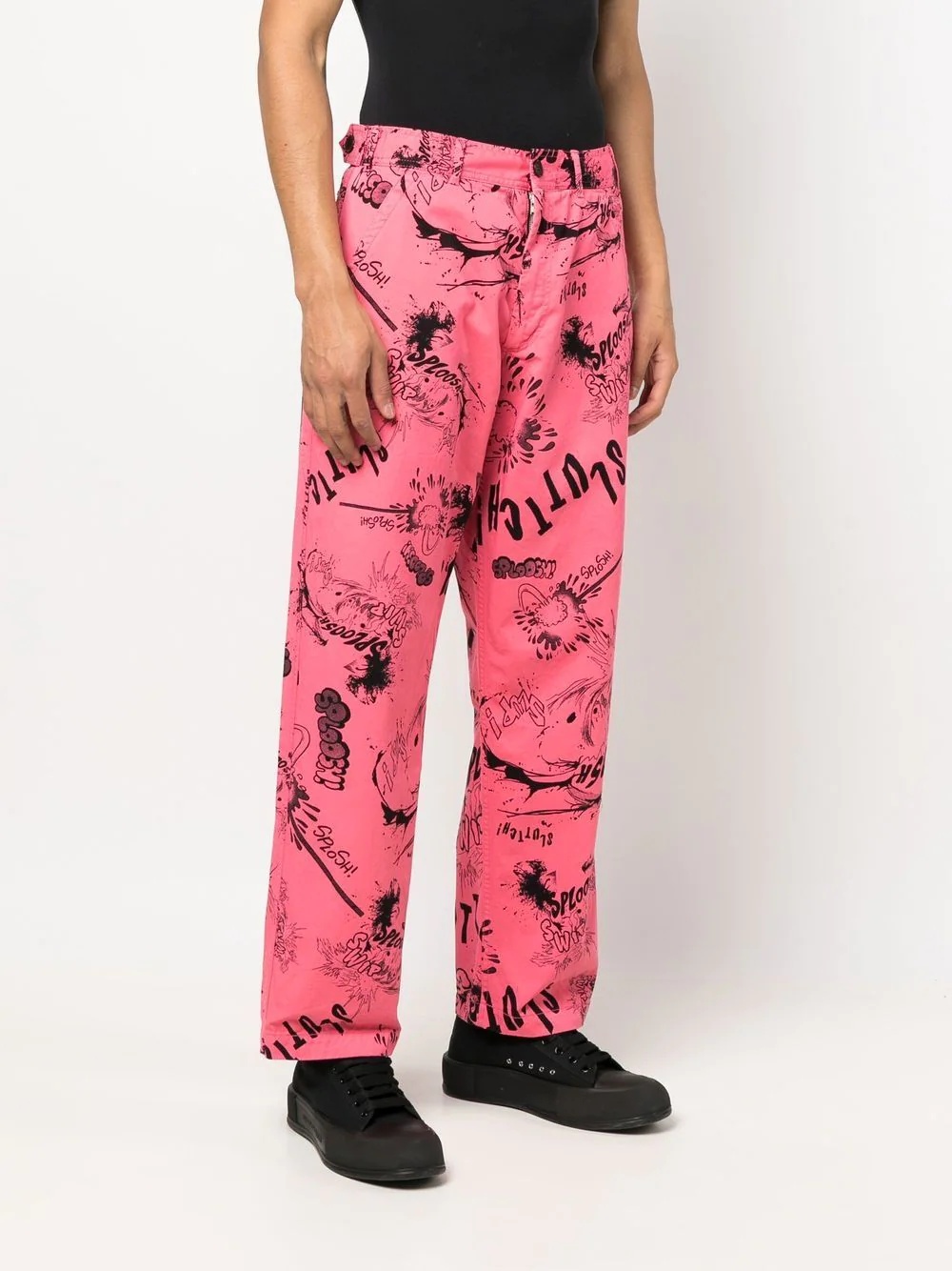 graffiti-print straight-leg trousers - 3