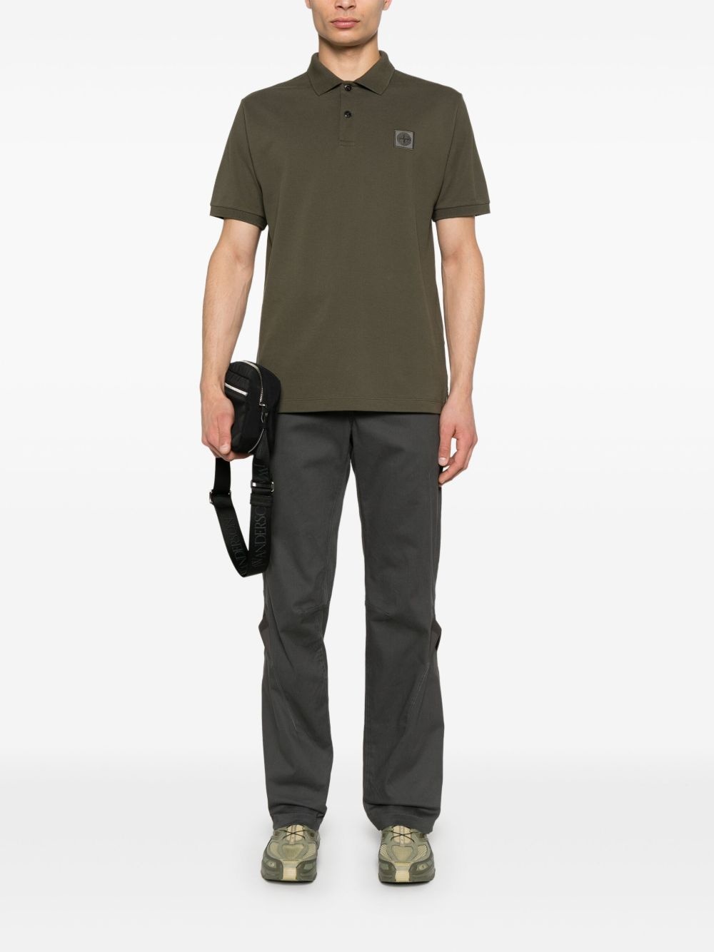 logo-patch polo shirt - 2