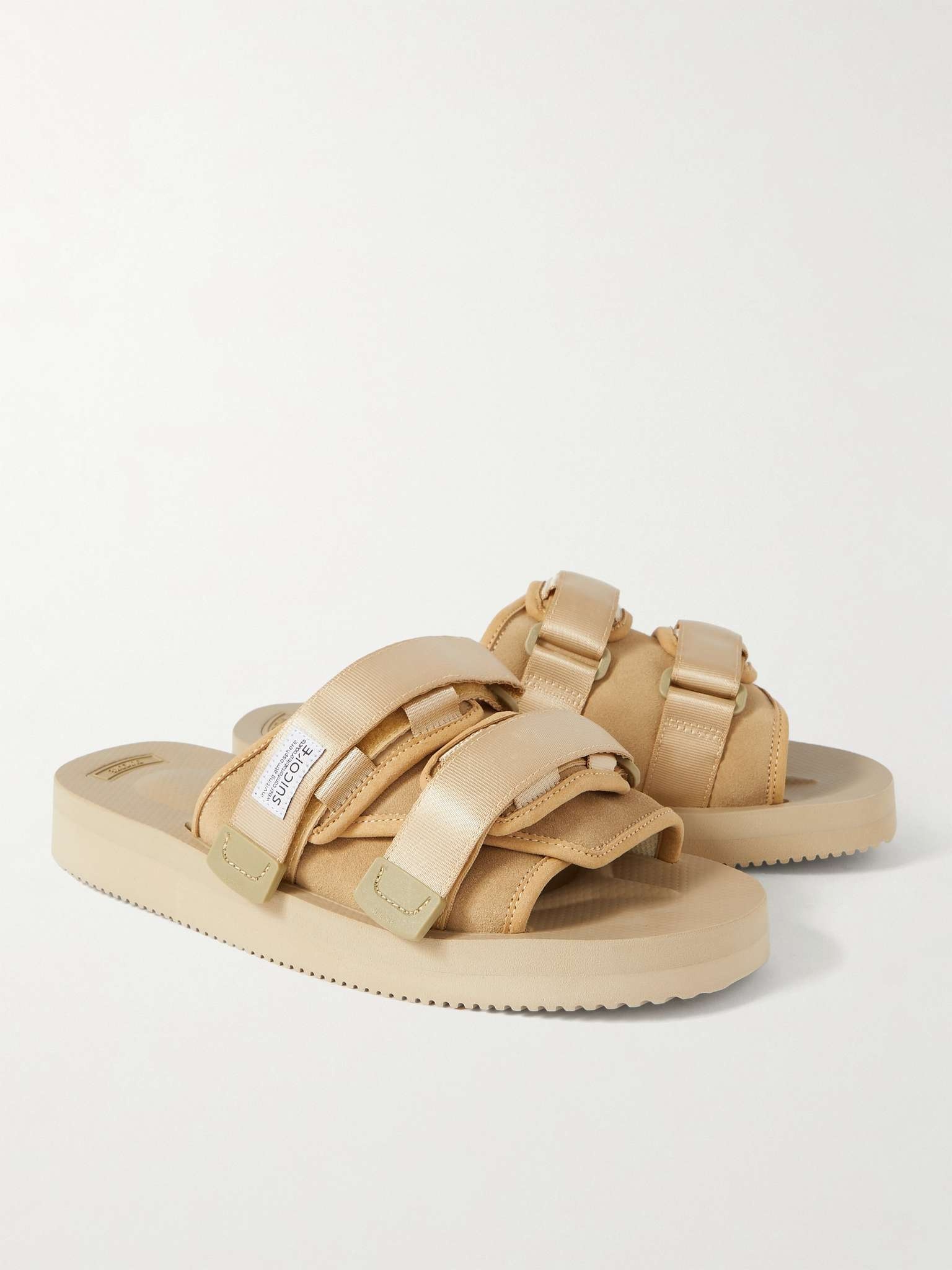 Webbing-Trimmed Suede Sandals - 4