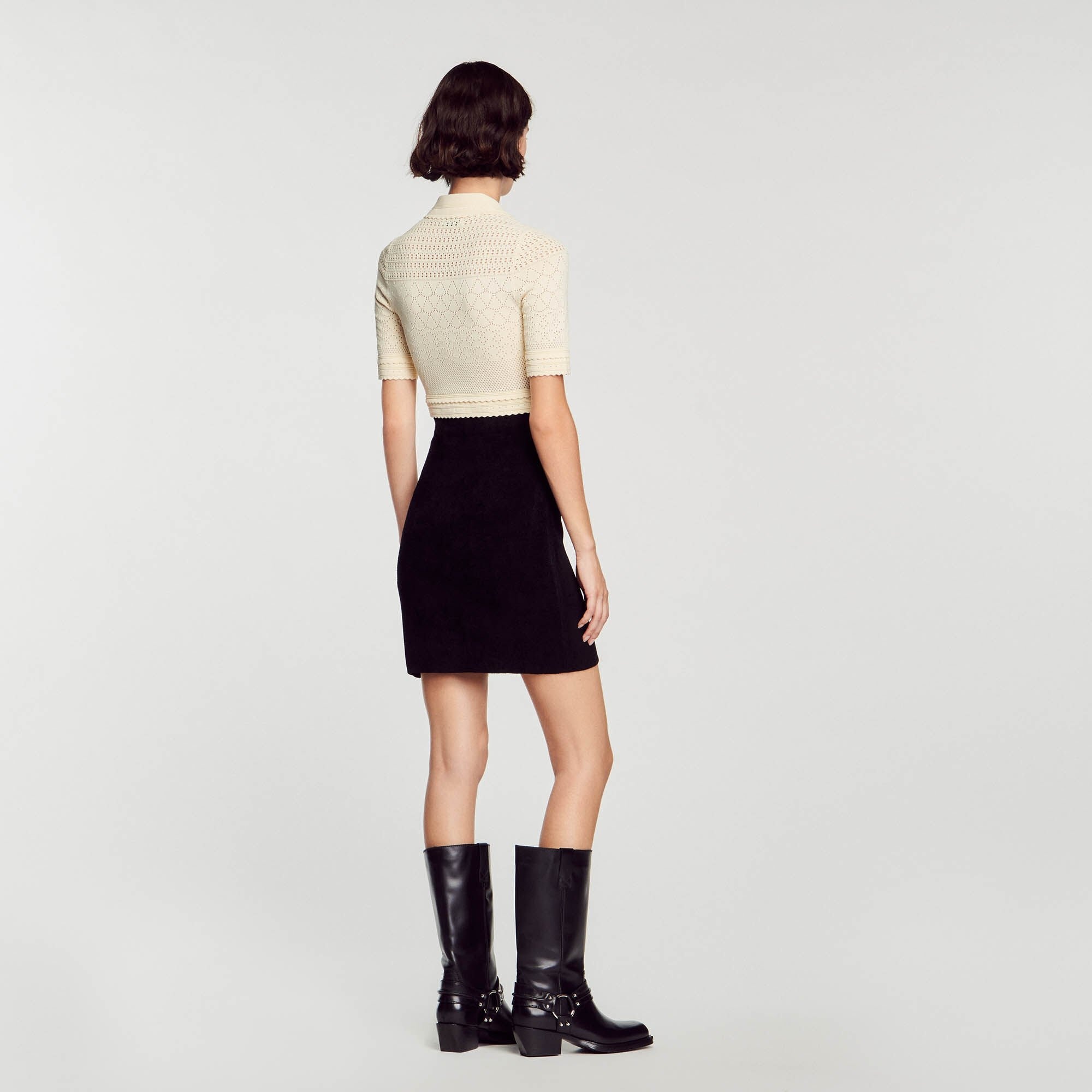 SHORT TWO-TONE KNIT DRESS - 6