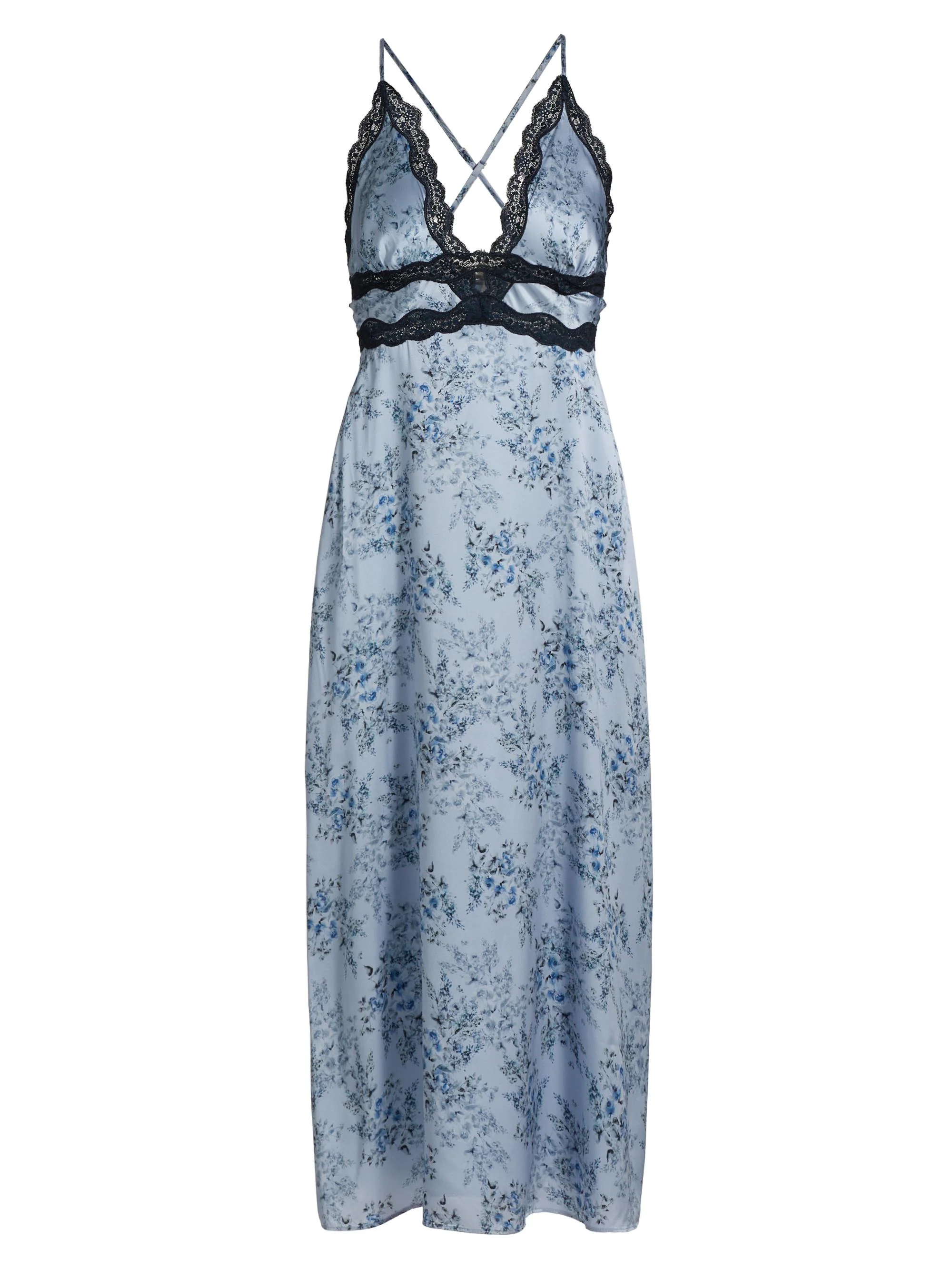 Women's Roya Floral Silk Slip Midi-Dress - Primavera Shadow - 1