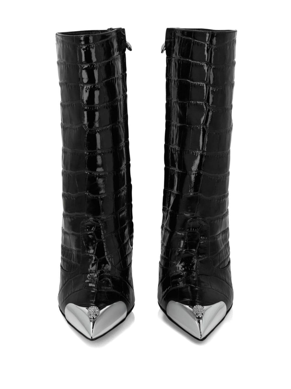 120mm skull-appliqué croco boots - 4